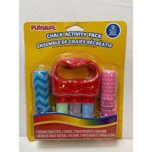 Playskool chalk activity pack sticks stencils holders rake new